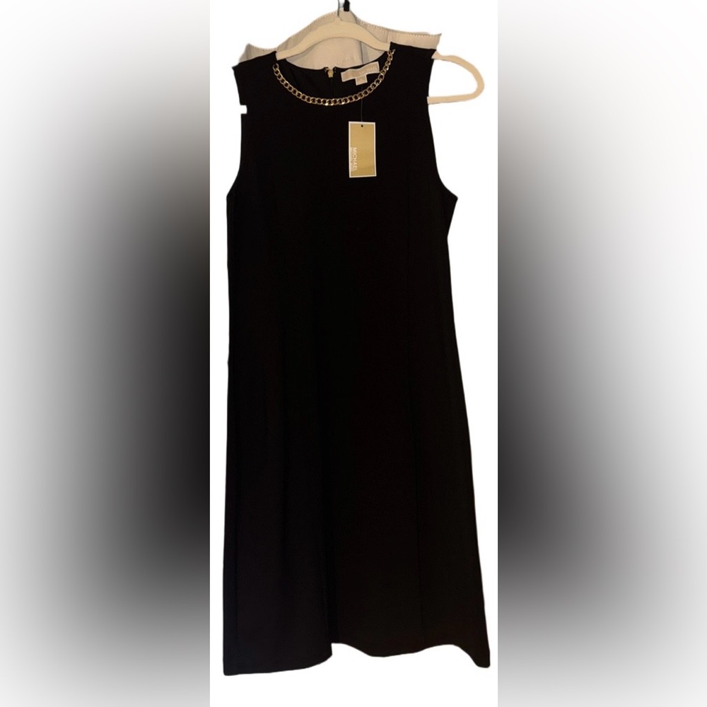 Michael Kors Black Dress with Gold Chain Accent